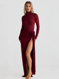 Two Piece Co-ord Set For Women High Turtleneck Top And High-slit Long Skirt Spring Outfit 2026