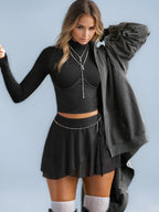 Crop Tops For Women Long Sleeves High Collar Slim Fit T-shirt For Women 2026