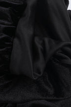 Velvet Pleated Hem Long Sleeve Party Dress