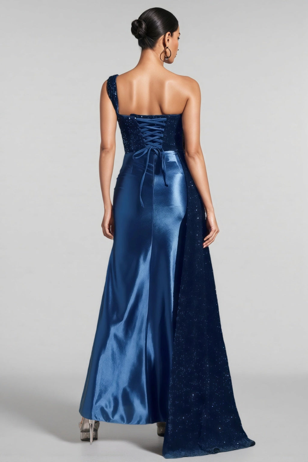 Irene One Shoulder High Slit Sequin Maxi Dress