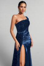 Irene One Shoulder High Slit Sequin Maxi Dress