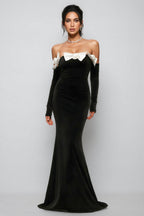 Eira Velvet Strapless with Bow Maxi Dress