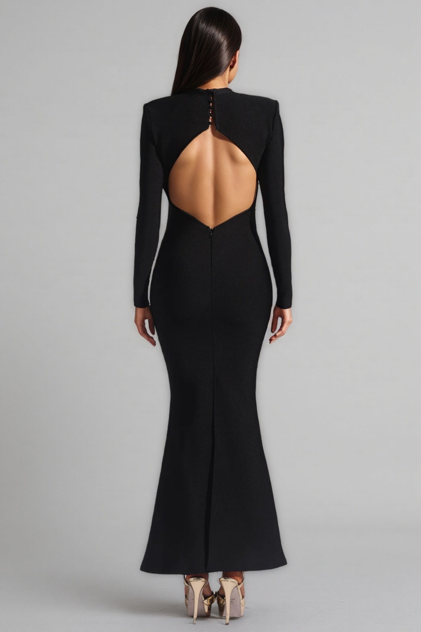Claide Hollow Out Fishtail Bandage Maxi Dress