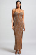 Hailfd Sleeveless Diamond Pearl Maxi Dress