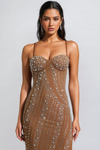 Hailfd Sleeveless Diamond Pearl Maxi Dress
