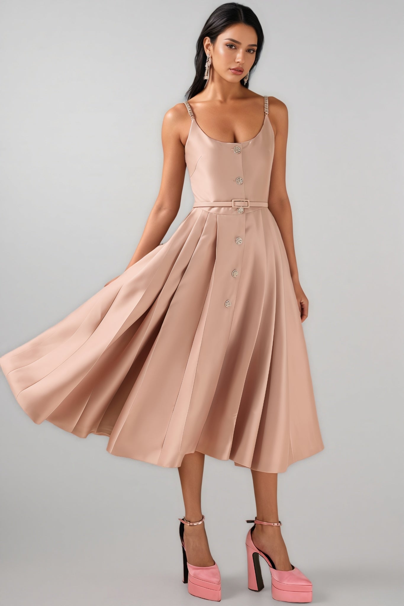 Josia Rhinestone Sleeveless Midi Dress