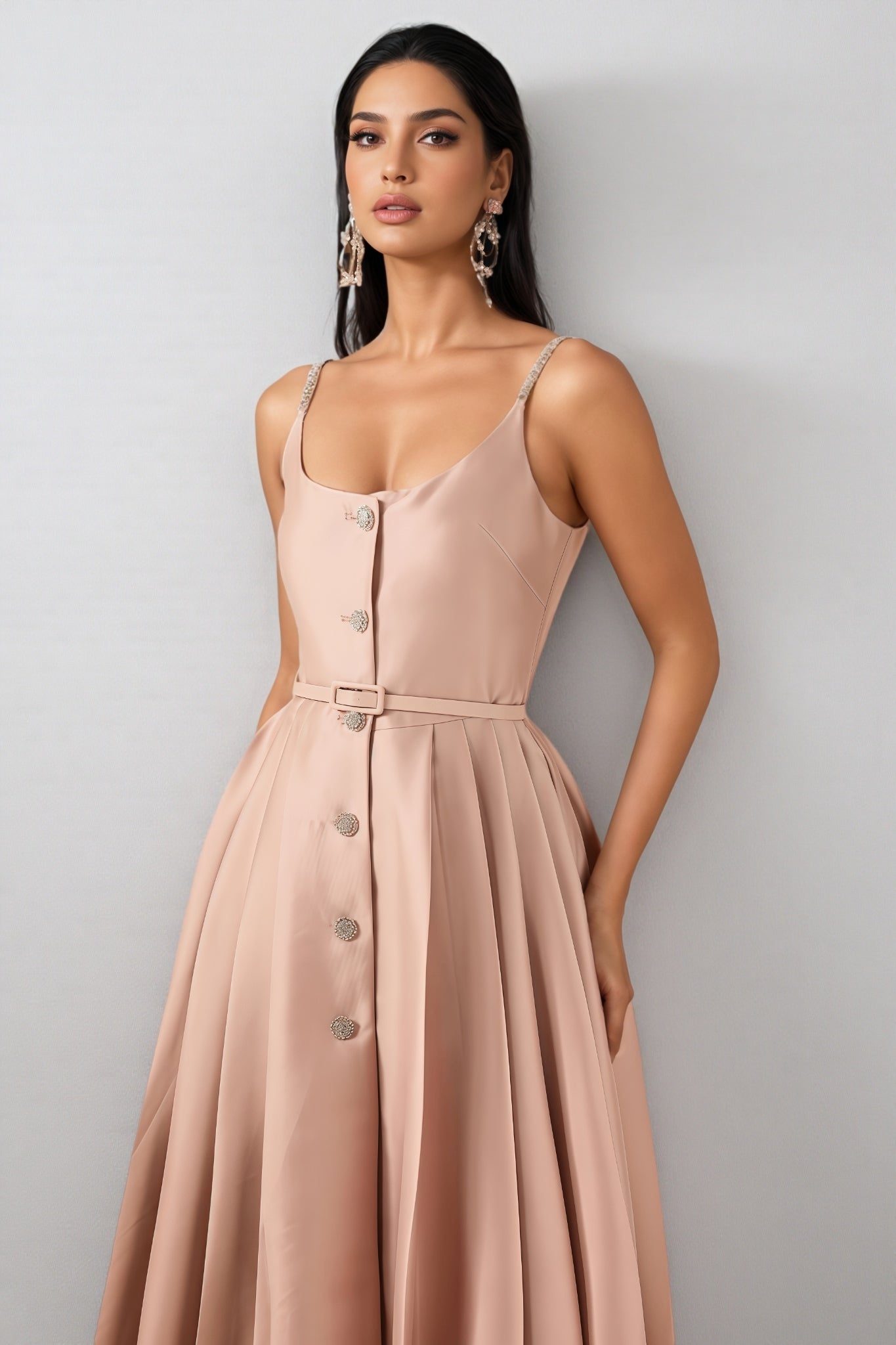 Josia Rhinestone Sleeveless Midi Dress