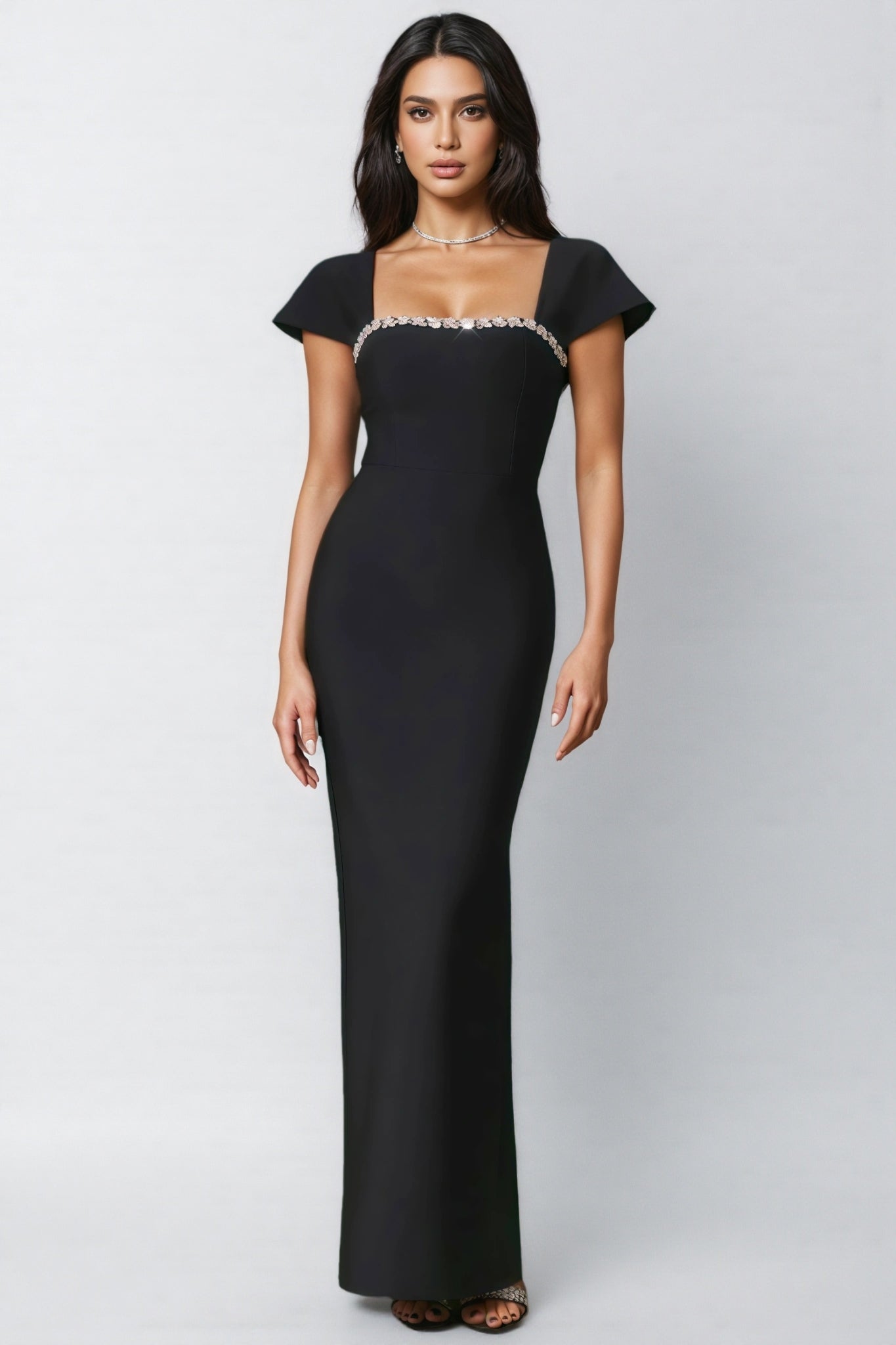 Lieve Short Sleeve Diamond Bandage Maxi Dress