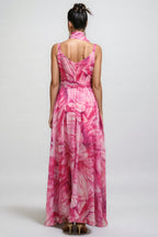 Tereza Halter Printed Streamer Maxi Dress