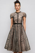 Hermione Short Sleeves Jacquard Midi Dress