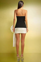 Dazel Deep-V Bow Strapless Slim Mini Dress