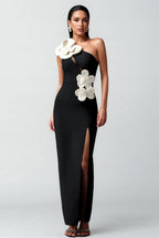 Caldlt Flowers High Slit One Shoulder Bandage Maxi Dress