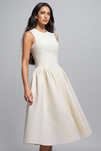 Vespet Fold Close-fitting Sleeveless Midi Dress