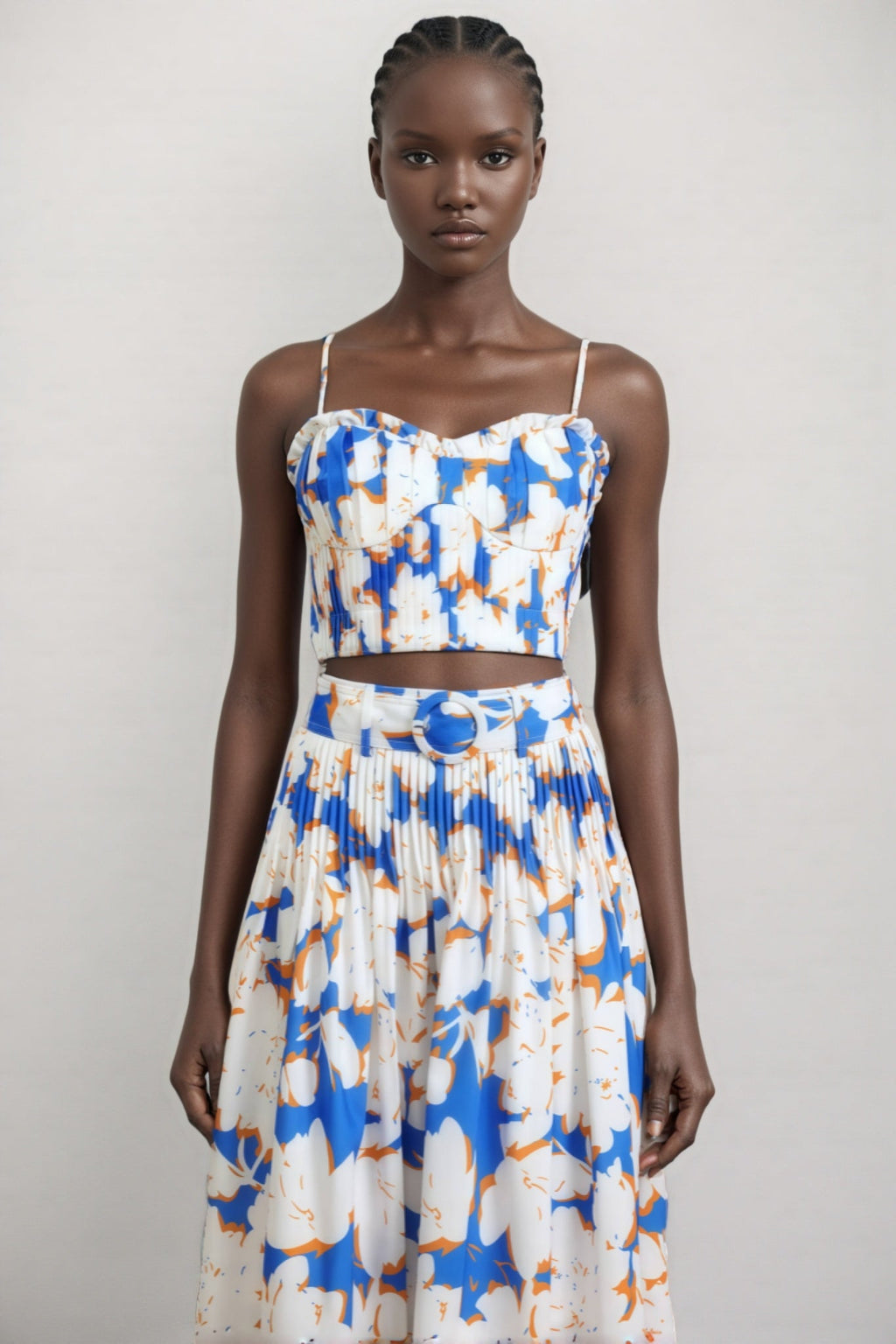 Embet Floral Print Puffy Sleeve Maxi Dress Set