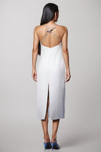 Nymert Deep-V Sleeveless Diamond Backless Midi Dress