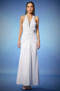 Ansely Deep-V Halter Maxi Dress