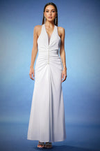 Ansely Deep-V Halter Maxi Dress
