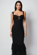 Rheak Fish Tail Mesh Yarn Bandage Maxi Dress