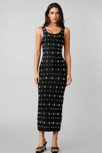 Daphn Diamond Square-Cut Collar Bandage Maxi Dress