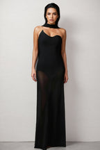 Gricely Sleeveless Tulle Ribbon Bandage Maxi Dress