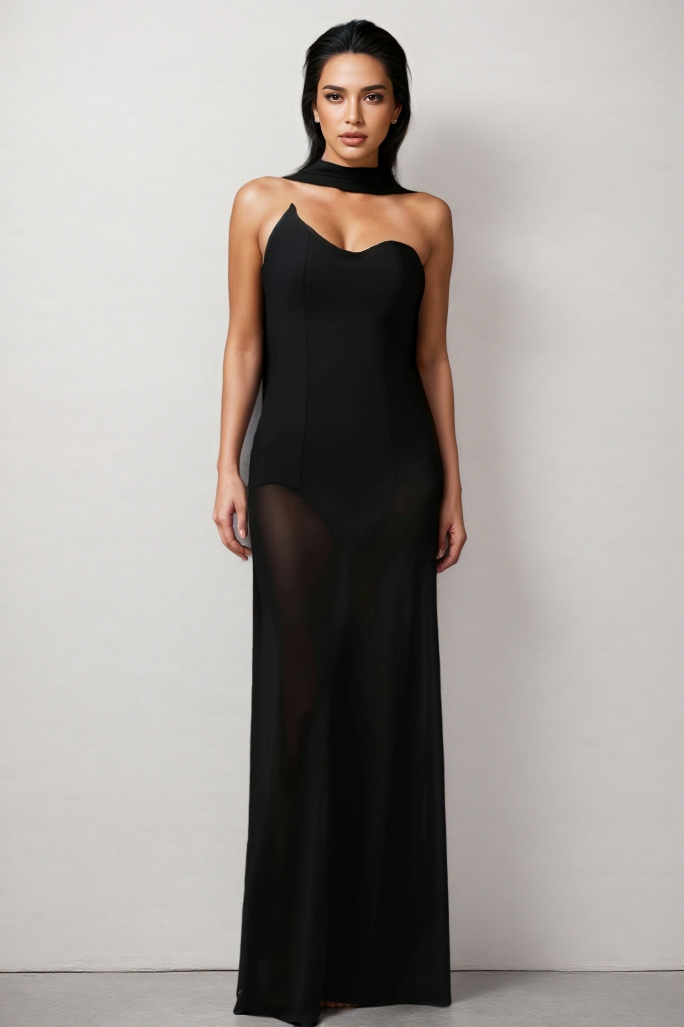 Gricely Sleeveless Tulle Ribbon Bandage Maxi Dress