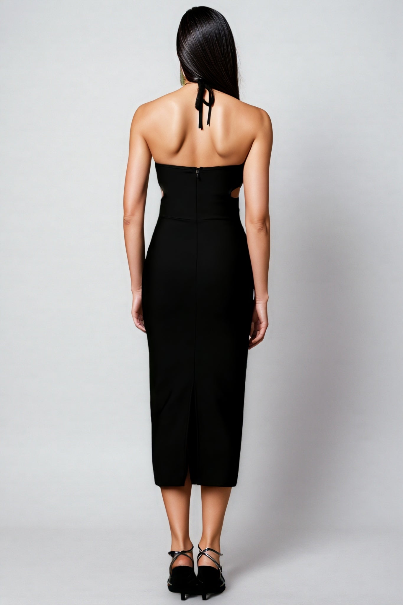 Joraty Diamond Hollow Out Bandage Midi Dress