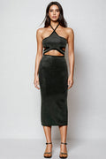 Joraty Diamond Hollow Out Bandage Midi Dress