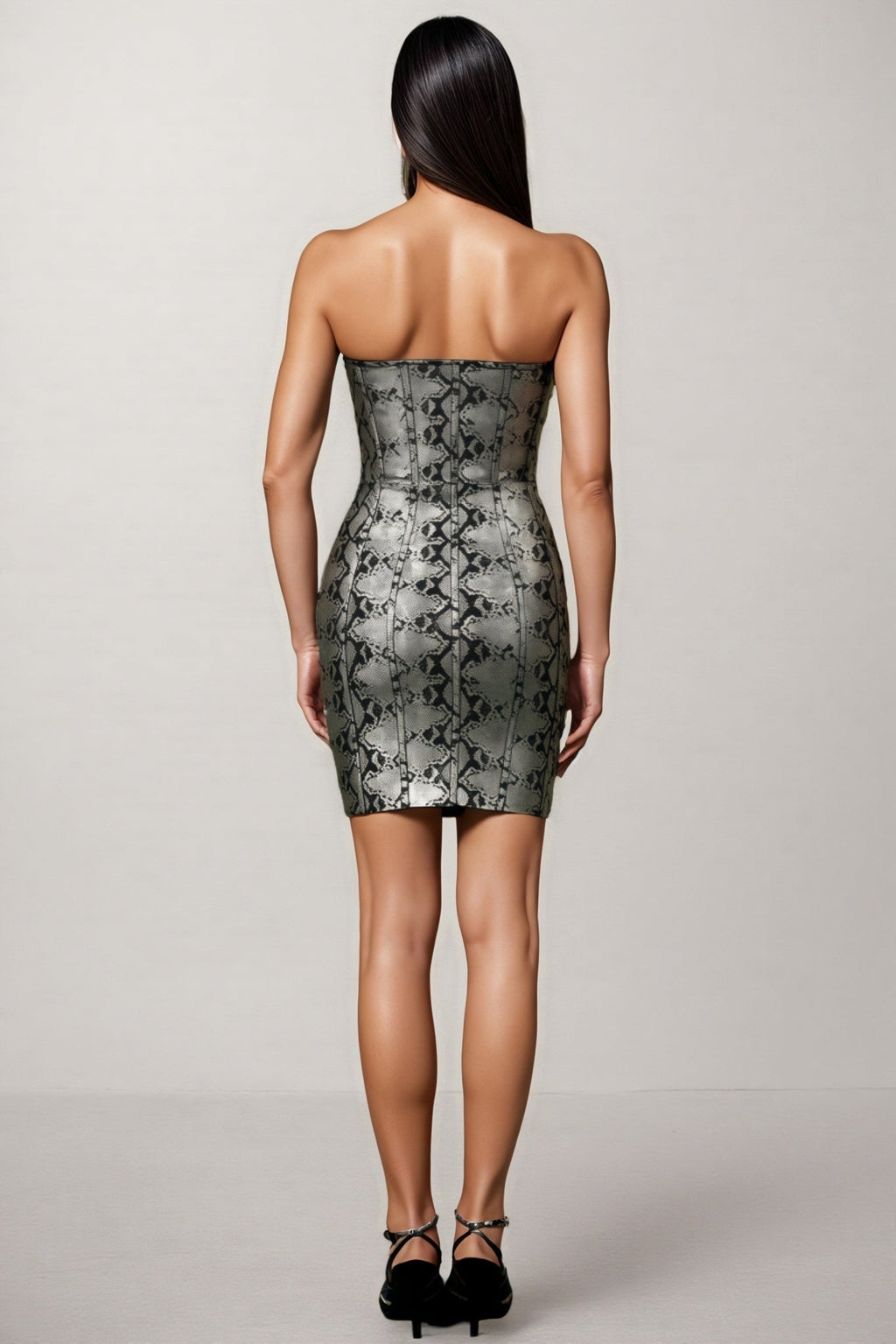 Elin Sleeveless Serpentine Bandage Mini Dress