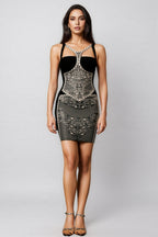Pillose Hollow Out Bandage Mini Dress