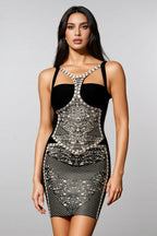 Pillose Hollow Out Bandage Mini Dress