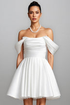 Debra Off Shoulder Wedding Mini Dress