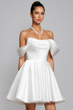 Debra Off Shoulder Wedding Mini Dress