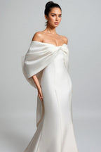 Huresa Slimming bow Fishtail Wedding Maxi Dress