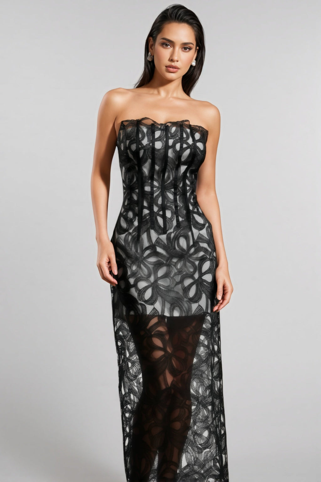 Ivy Sleeveless Fish Bone Strap Maxi Dress