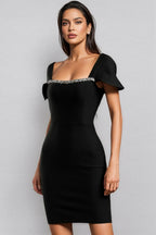 Frida Short Sleeve Diamond Bandage Mini Dress