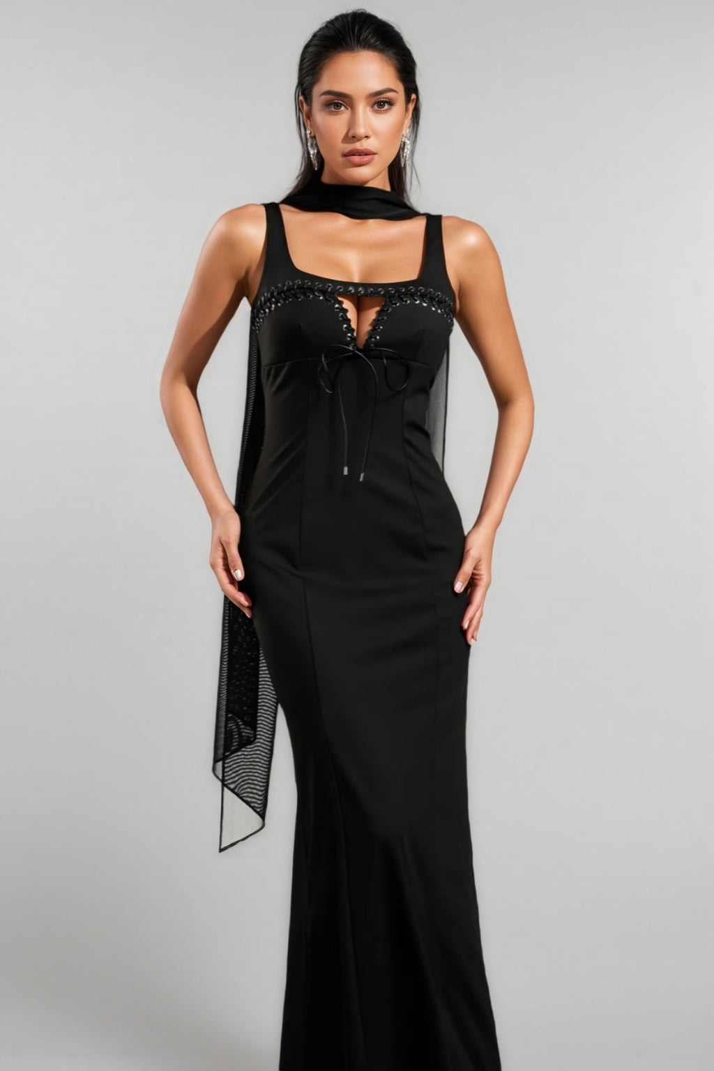 Simeon Sleeveless Ribbon Bandage Maxi Dress