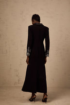 Diane black embellished maxi blazer dress