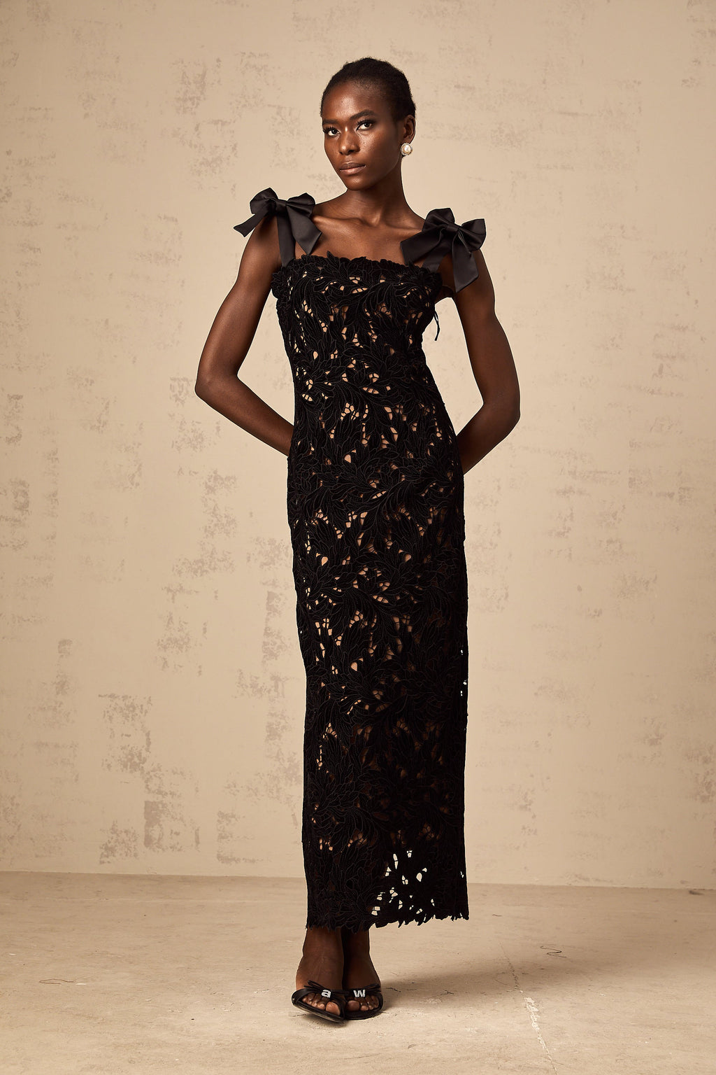 Eloise black floral embroidered maxi dress