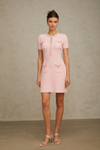 Eugénie pink beaded knit mini dress