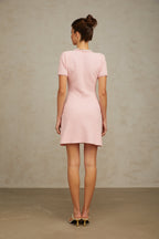 Eugénie pink beaded knit mini dress