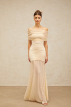 Ninon tulle-panel smocked maxi dress