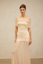 Ninon tulle-panel smocked maxi dress