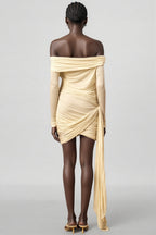 Sarayi White Ribbon Design Ruched Mini Dress