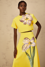 Irène Yellow Sequin Floral Embroidered Matching Set