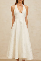 Céline White Glamorous Event Midi Dress