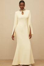 Majestueuse Yellow Keyhole-Detail Mermaid Gown