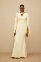 Majestueuse Yellow Keyhole-Detail Mermaid Gown