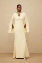 Majestueuse Yellow Keyhole-Detail Mermaid Gown