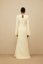 Majestueuse Yellow Keyhole-Detail Mermaid Gown