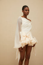 Irina White Bowknot Bubble Mini Dress